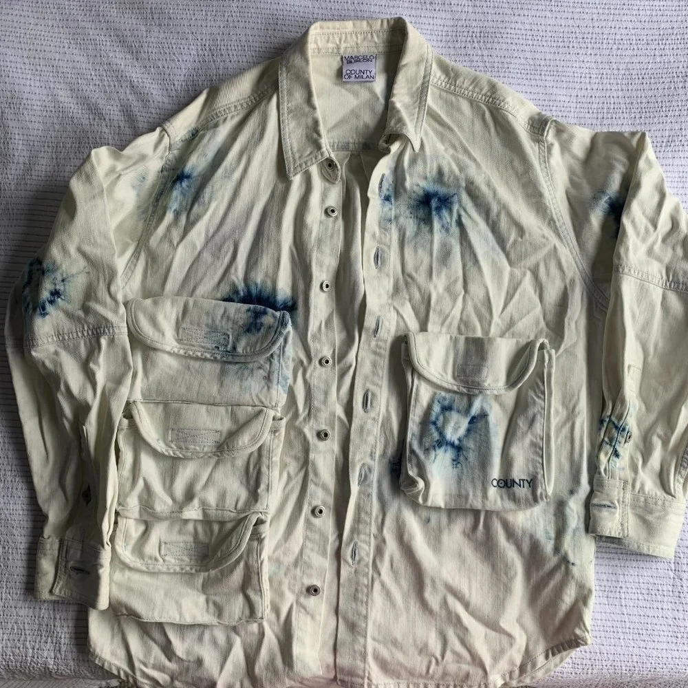 MARCELO BURLON Men's Shibori 4-Pocket Denim Shirt - Picture 5 of 9